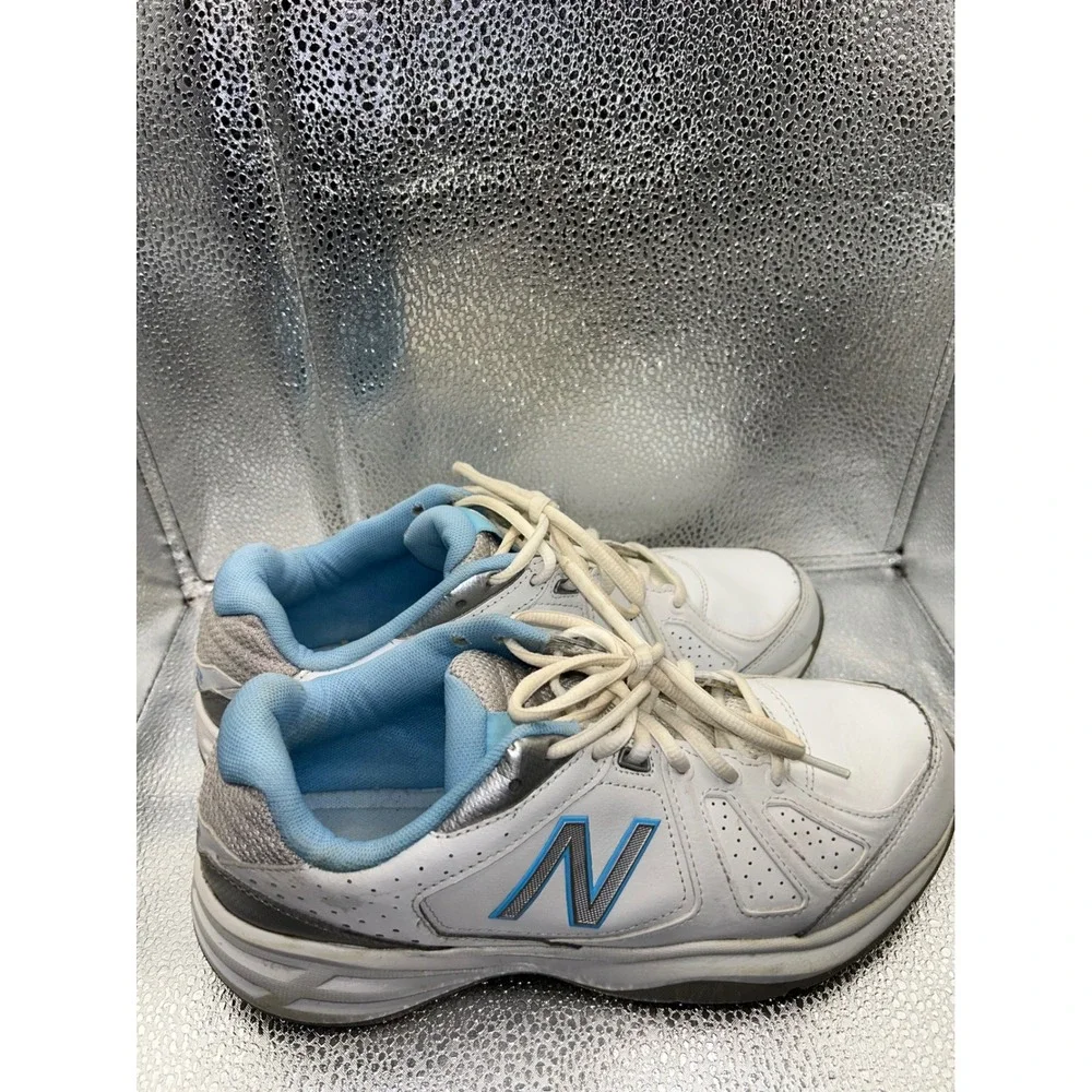 New‎ Balance 409 Womens White Blue Leather Training Shoes WX409WB3 Size 10 B